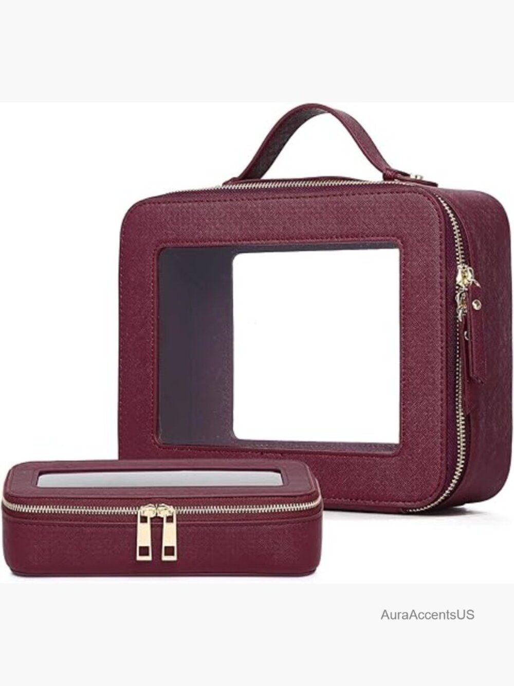 2 Pc Clear Makeup Bag Set with Brush Case Travel Toiletry Organizer TSA